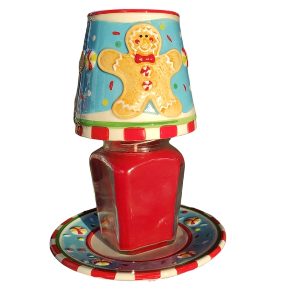 Home Interiors Gingerbread Candle Shade & Plate New, fits med to small jars - Picture 3 of 13